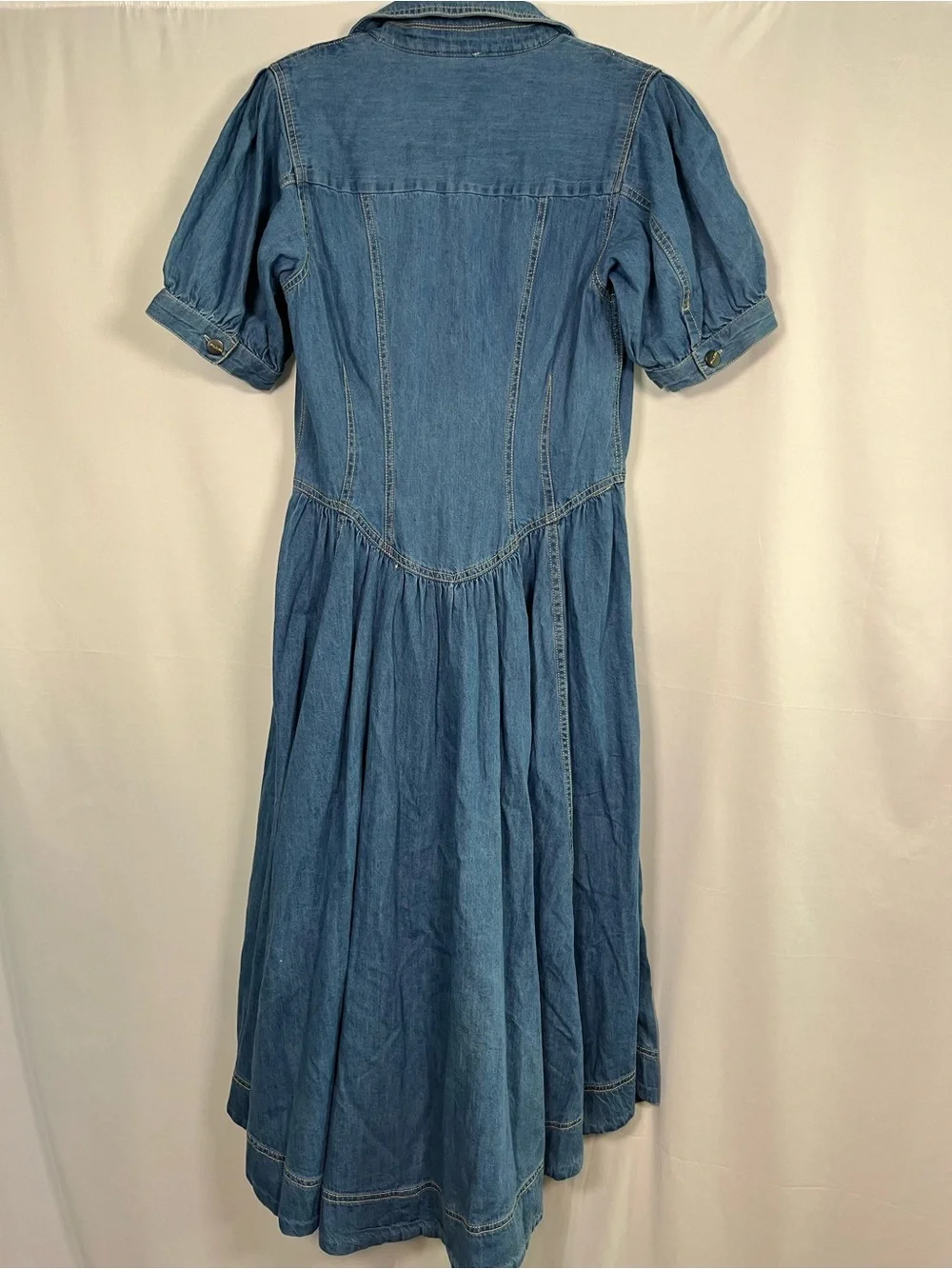 Anthropologie Pilcro short sleeve denim western midi button shirt dress sz 10 - Picture 6 of 9